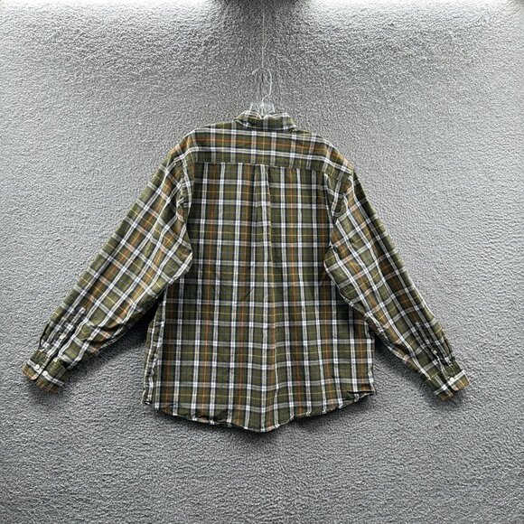 Eddie Bauer Men Shirt Extra Large Green Plaid 100% Cotton Button Front - Picture 2 of 10